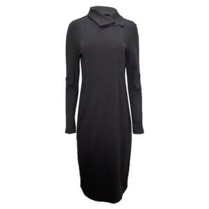 JASON WU Designer Asymmetric Collar Long Sleeve Sheath Dress Small Classic LBD